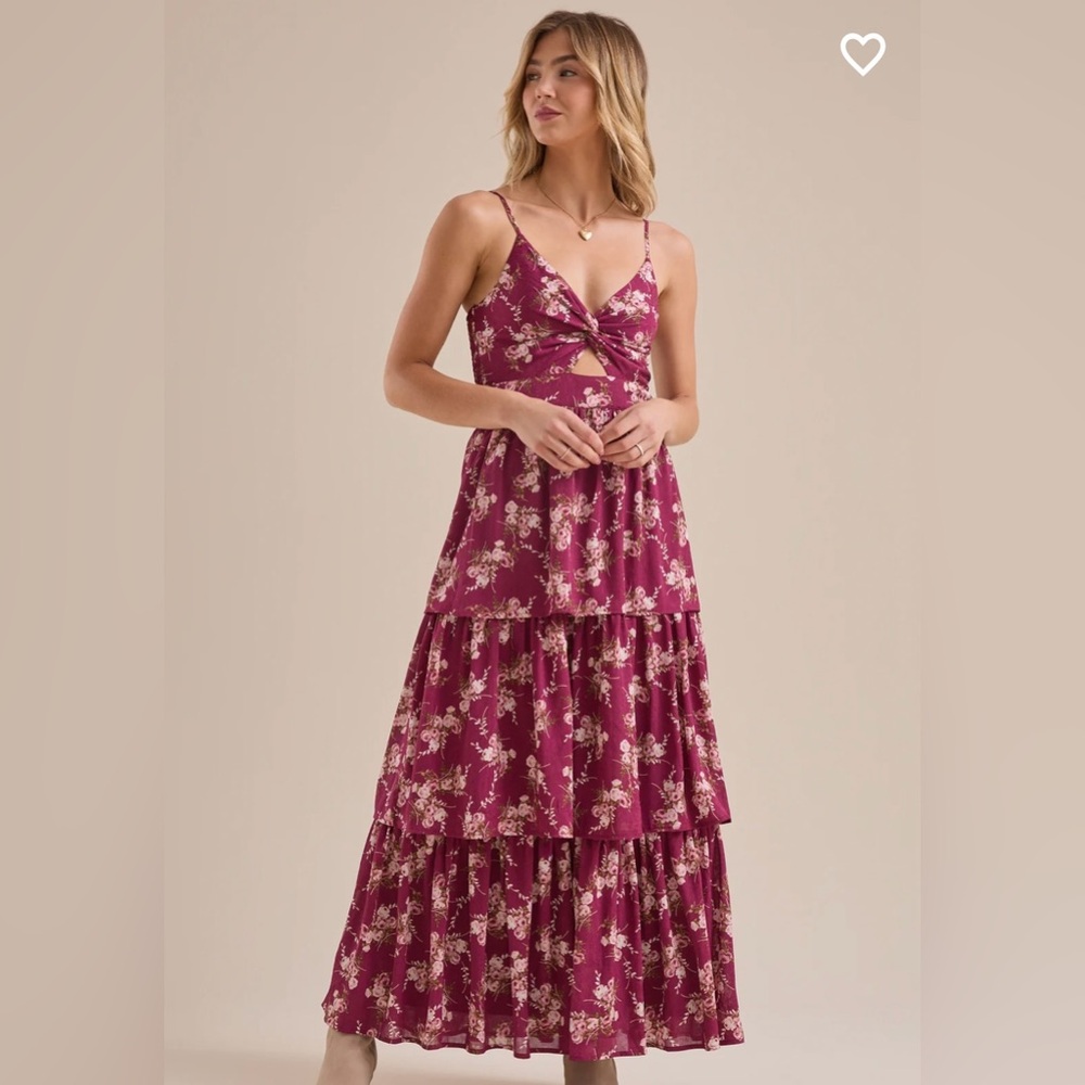 ALTAR’D STATE Aurelia Floral Maxi Dress - Wine Rose - Size X-Small